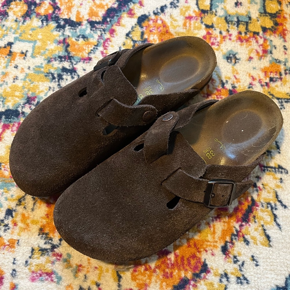 Brown Suede Boston Birkenstock’s Size 38